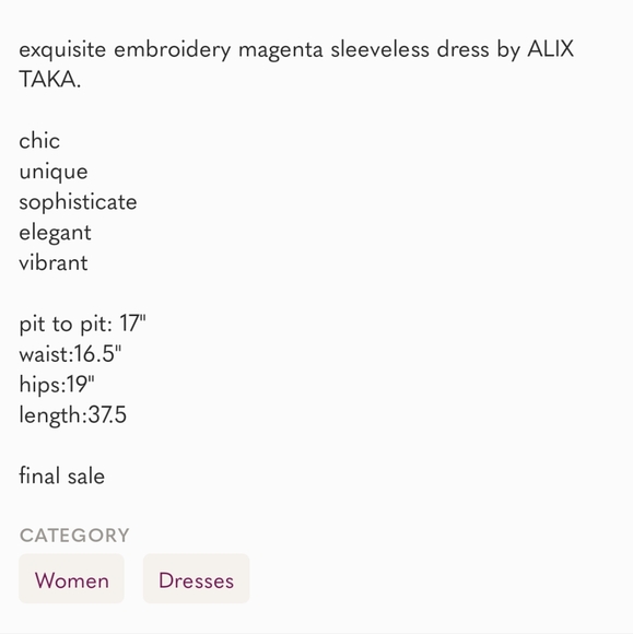 ALIX TAKA? EMBROIDERY MAGENTA DRESS. - Picture 7 of 7